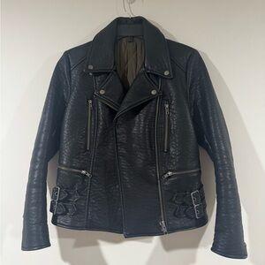 VGUC Free People faux leather motorcycle jacket. Quilted lining. Size 6.